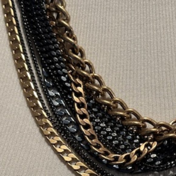J. Crew Black and Gold Chain Statement Necklace - Picture 2 of 3